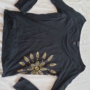 Moda International Black Long Sleeve Sun Top